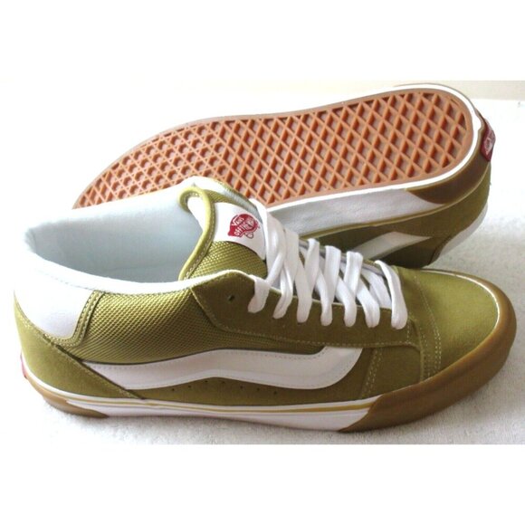 Vans Men's Knu Skool Khaki Gum White Mid Suede Nylon Skate Shoes size 13 NIB - Picture 2 of 5